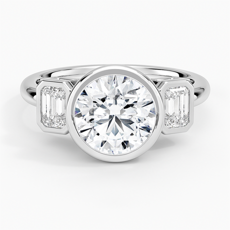Platinum Rhiannon Bezel Three Stone Diamond Ring