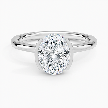 18K White Gold Annika Half Bezel Solitaire Ring