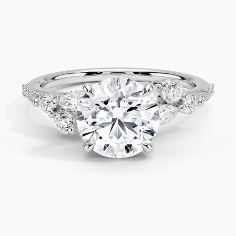 Platinum Luxe Camellia Milgrain Diamond Ring
