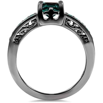 Custom Black Rhodium Emerald Ring