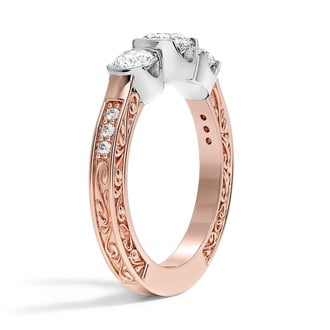 Custom Antique-Inspired Three Stone Diamond Ring