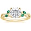 18K Yellow Gold Willow Ring With Lab Emerald Accents, smalltop view