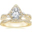 18K Yellow Gold Luxe Willow Halo Diamond Ring (2/5 ct. tw.) with Petite Luxe Twisted Vine Diamond Ring (1/4 ct. tw.)
