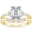 18K Yellow Gold Yvonne Diamond Ring with Tapered Baguette Diamond Ring