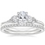 18K White Gold Camellia Three Stone Diamond Ring (1/3 ct. tw.) with Luxe Ballad Diamond Ring (1/4 ct. tw.)