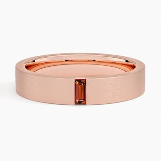 Apollo Garnet 4.5mm Wedding Ring in 14K Rose Gold