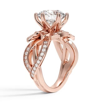 Custom Petal and Twisted Vine Diamond Ring