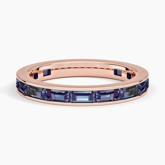 Channel Set Baguette Lab Alexandrite Ring