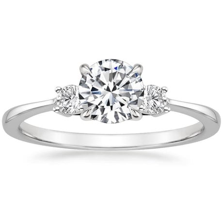18K White Gold Selene Diamond Ring with Petite Curved Diamond Ring