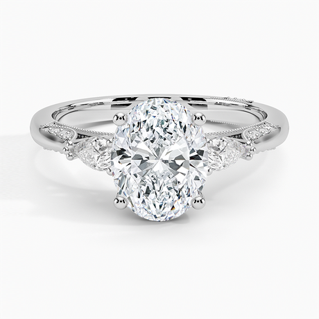 Three Stone Milgrain Pavé Diamond Setting
