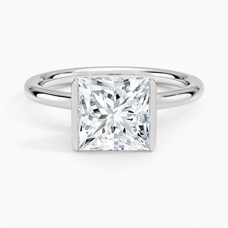 18K White Gold Annika Half Bezel Solitaire Ring
