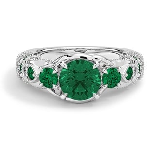 Custom Nature-Inspired Emerald and Diamond Ring