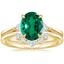 18K Yellow Gold Trillion Three Stone Diamond Engagement Ring with Hadley Contoured Diamond Ring