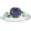 18K White Gold Arden Diamond Ring with Lab Emerald Accents, smalltop view