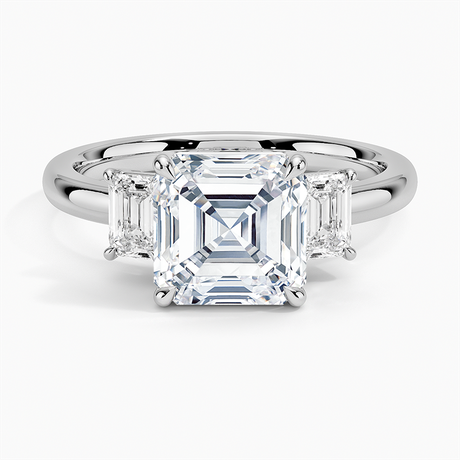 18K White Gold Rhiannon Emerald Cut Three Stone Diamond Ring (1/2 ct. tw.)