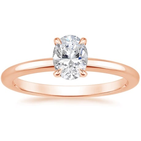 14K Rose Gold Elodie Ring with Crescent Diamond Ring