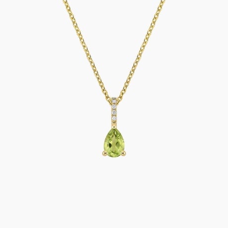 Peridot and Diamond Birthstone Pendant Necklace