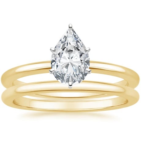 18K Yellow Gold Six-Prong Petite Comfort Fit Bridal Set