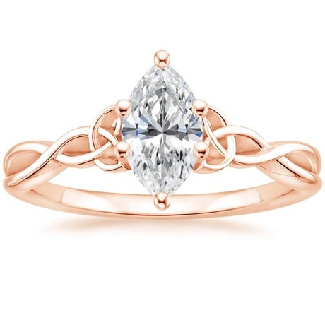 14K Rose Gold Entwined Celtic Love Knot Ring with Celtic Knot Diamond Ring