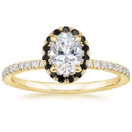 18K Yellow Gold Waverly Diamond Ring with Black Diamond Accents with Luxe Ballad Diamond Ring