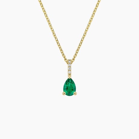 Lab Emerald and Diamond Birthstone Pendant Necklace