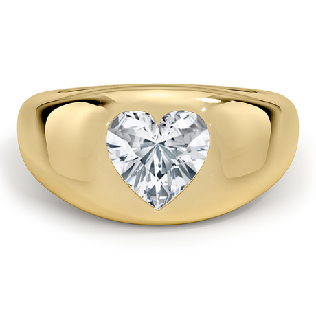 Flush Set Solitaire Diamond Dome Ring