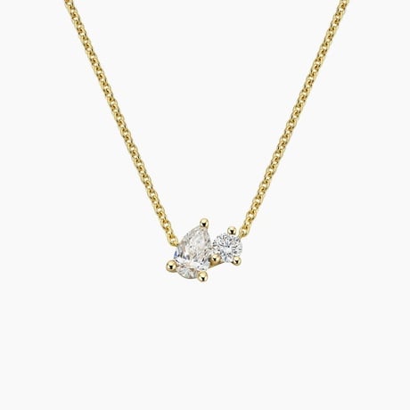 Pear and Round Lab Diamond Toi et Moi Necklace