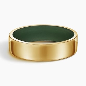 Mojave Green Cerakote 6mm Wedding Ring in 18K Yellow Gold