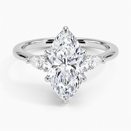 18K White Gold Petite Opera Three Stone Diamond Ring (1/4 ct. tw.)