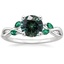 Platinum Willow Ring With Lab Emerald Accents, smalltop view