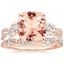 14KR Morganite Three Stone Luxe Willow Diamond Ring with Luxe Winding Willow Diamond Ring, smalltop view