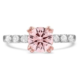 Custom Mixed Metal Peach Sapphire Engagement Ring
