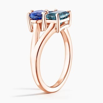 Adriatic Three Stone Toi et Moi Ring