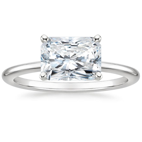 18K White Gold Horizontal Petite Comfort Fit Solitaire Ring