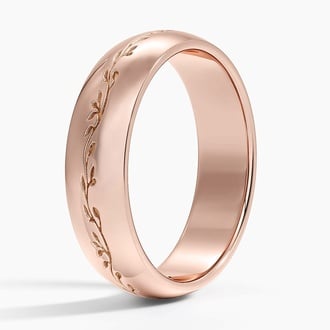Verdure Engraved 5mm Ring in 14K Rose Gold