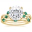 18KY Moissanite Willow Bridal Set With Lab Emerald Accents, smalltop view