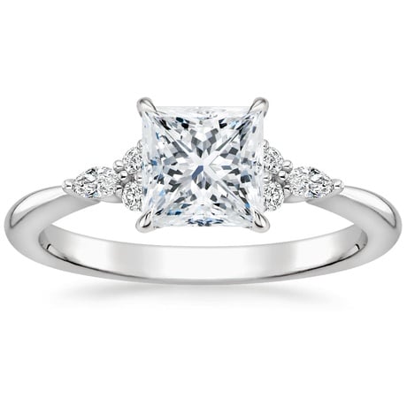 18K White Gold Nadia Diamond Ring with Aria Contoured Diamond Ring