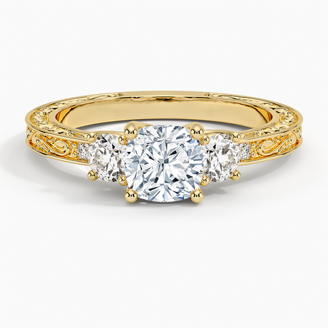 Antique Scroll Engraved Three Stone Diamond Ring (1/3 ct. tw.)