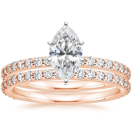 14K Rose Gold Luxe Petite Shared Prong Diamond Bridal Set (3/4 ct. tw.)