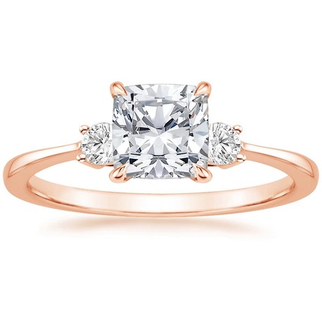 14K Rose Gold Selene Diamond Ring (1/10 ct. tw.) with Petite Curved Wedding Ring