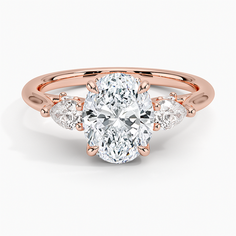 14K Rose Gold Secret Garden Gallery Three Stone Diamond Ring
