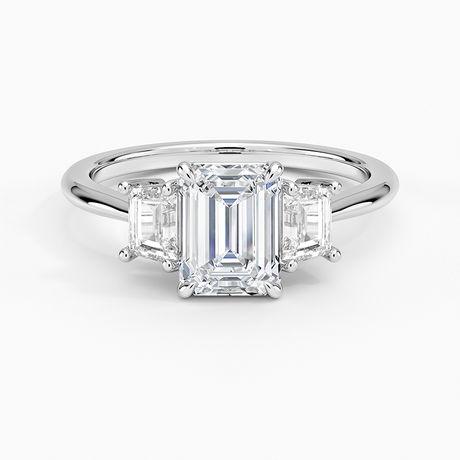 Embrace Three Stone Trapezoid Diamond Ring