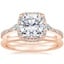14K Rose Gold Luxe Aria Halo Diamond Ring with Petite Comfort Fit Wedding Ring