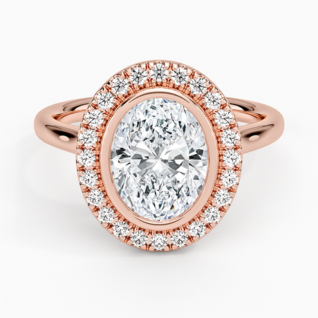 14K Rose Gold Bezel Halo Diamond Ring (1/4 ct. tw.)