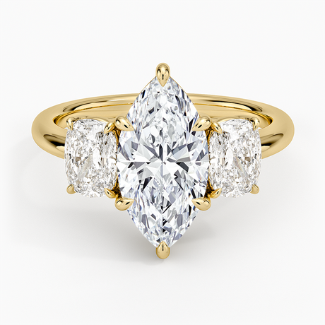 Luxe Faye Elongated Cushion Three Stone Diamond Ring