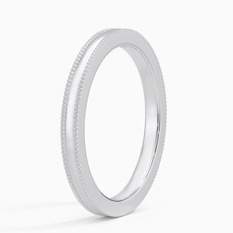 2mm Milgrain Wedding Ring in 18K White Gold