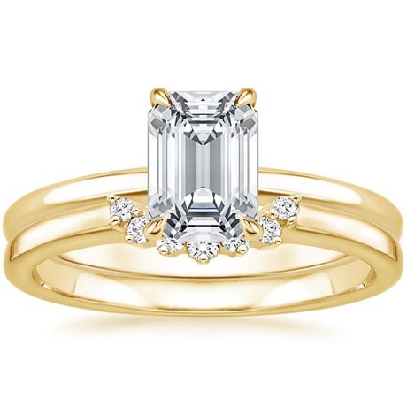 18K Yellow Gold Elodie Ring with Crescent Diamond Ring