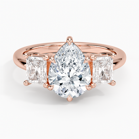 14K Rose Gold Luxe Helena Radiant-Cut Three Stone Diamond Ring