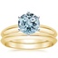 18KY Aquamarine Six-Prong Classic Bridal Set, smalltop view