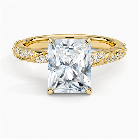 18K Yellow Gold Camellia Hidden Accent 2.5mm Diamond Ring